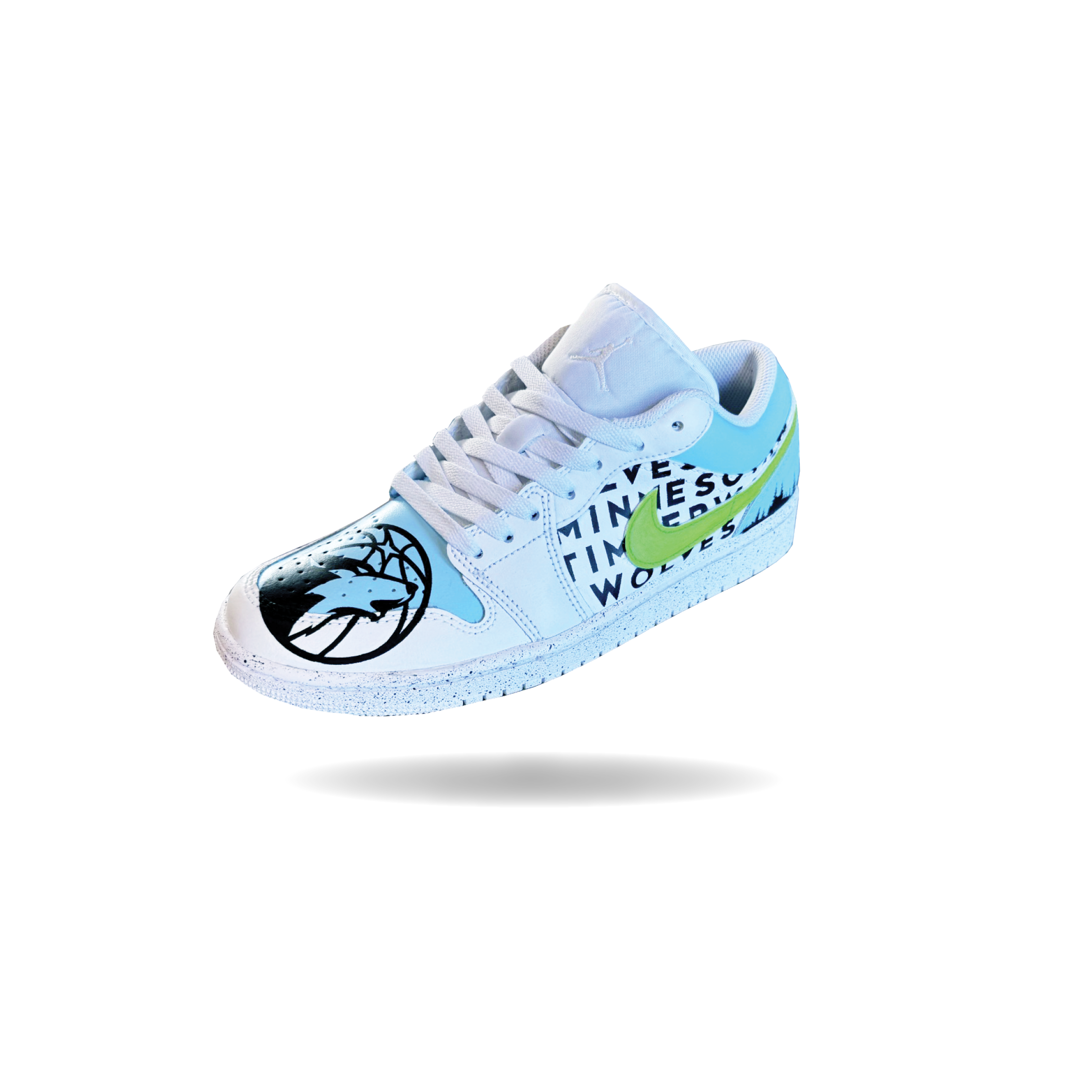 Shoe Mockups for Website4 Minnesota Timberwolves custom painted jordan 1 shoes